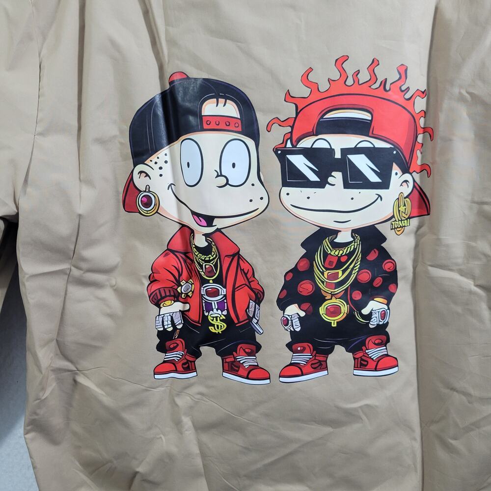Men's Gold Hip Hop Kids Graphic Print Bomber Jacket Size M 41025-1108 - Picture 7 of 9